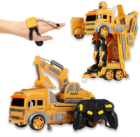 RC Transforming Excavator, Remote Control with Device and Bracelet Watch